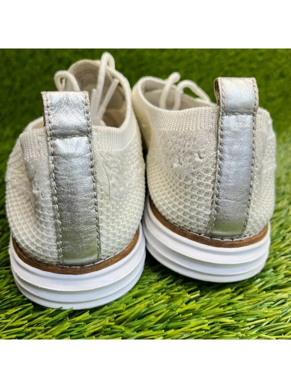 Cole Haan Original Grand Womens Size 7.5 Ivory Stitchlite Wingtip Oxford Shoes